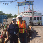 St. Lawrence Seaway Senior Ship Inspector Kooka, approves the MS Jadran for transit through the Welland Shipping Canal to Port Colborne